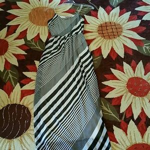 Black and white diagonal stripe maxi dress